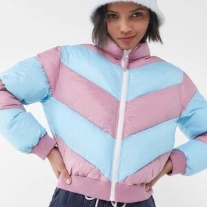 Urban Outfitters Demi Chevron Cropped Puffer Jacket